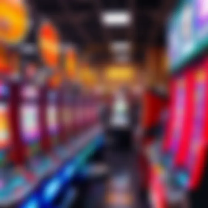 An engaging environment of a store with slot machines alongside various retail products.