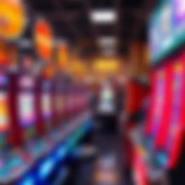 Store Slot Machines in Retail Setting An engaging environment of a store with slot machines alongside various retail products.