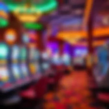 A vibrant gaming floor filled with slot machines and table games