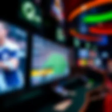 Interactive screens showing live sports events in a Bet MGM sportsbook.