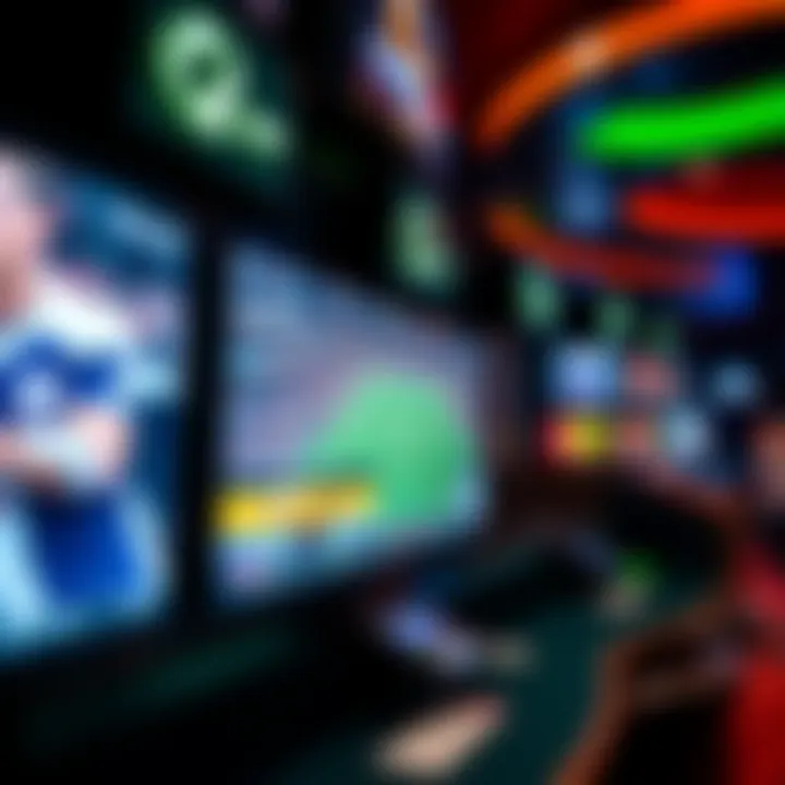 Interactive screens showing live sports events in a Bet MGM sportsbook.