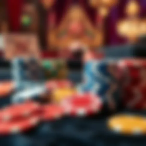 An assortment of colorful gaming chips displayed elegantly on a velvet surface