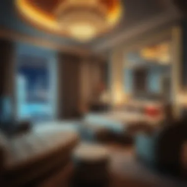 Luxurious Las Vegas hotel room showcasing opulence and comfort