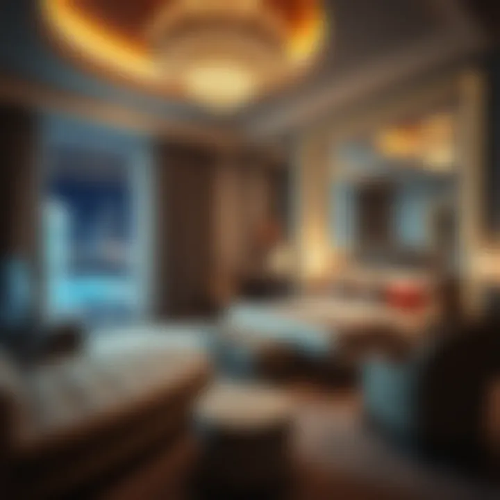 Luxurious Las Vegas hotel room showcasing opulence and comfort