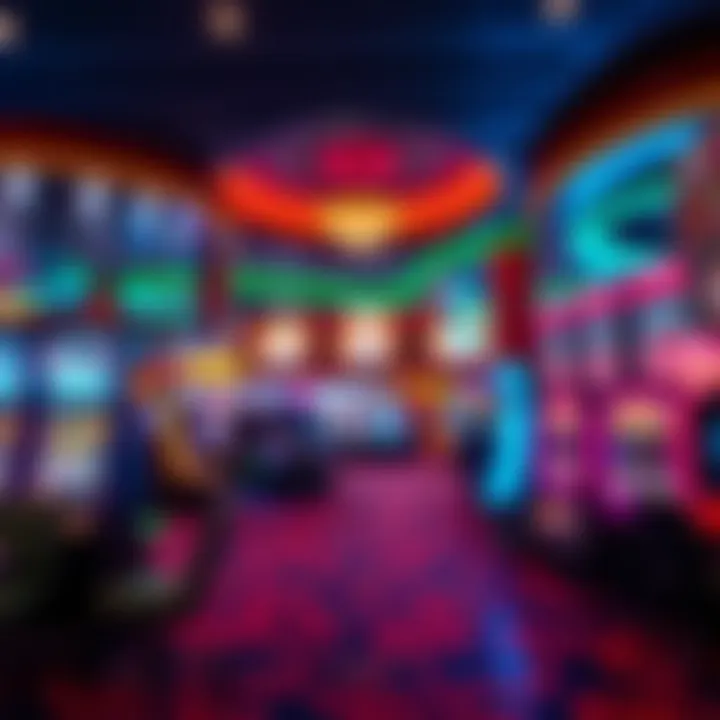 Interior of a modern casino with vibrant gaming floors
