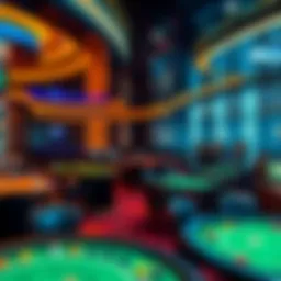 Luxurious casino cruise ship interior showcasing gaming tables