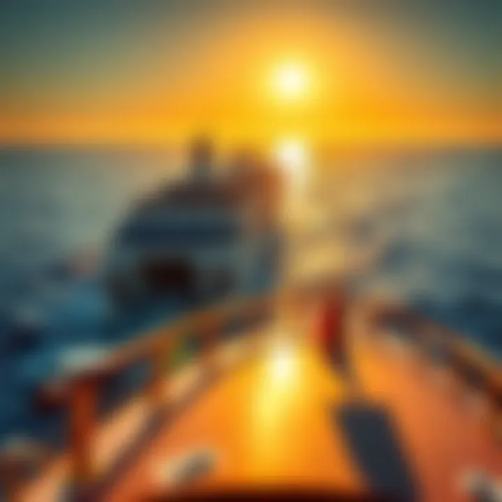 Cruising Through Scenic Waters Cruise ship navigating through scenic waters under the sun