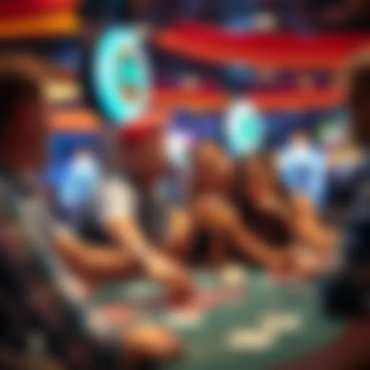 Group of friends enjoying a game night at a casino, showcasing social engagement