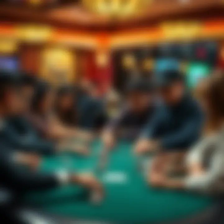 Player Interaction in a Ten-Person Game A diverse group engaged in a poker game