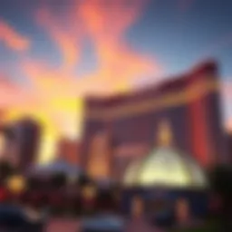Stunning view of Mandalay Bay's architecture at sunset