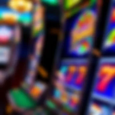 Close-up of a Meadows Casino slot machine displaying vibrant graphics