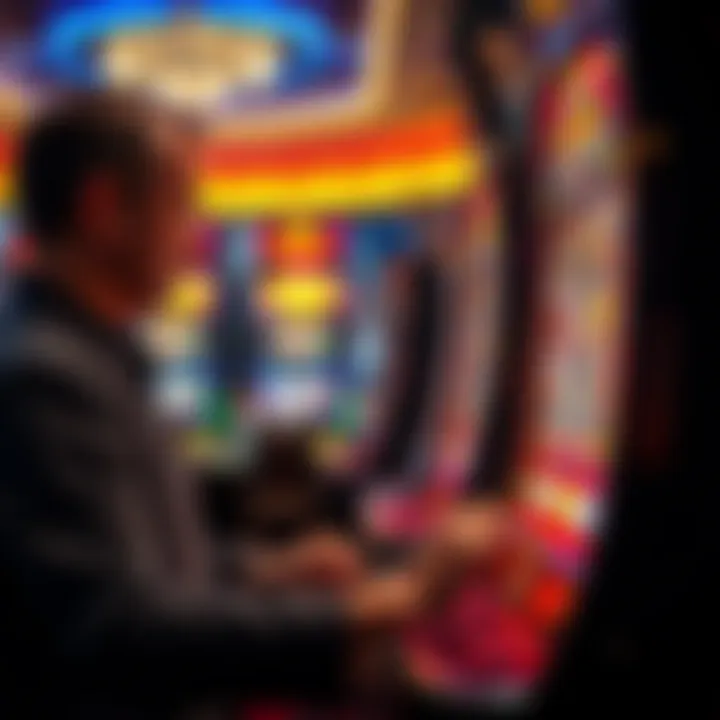 A player engaged with a slot machine, highlighting the excitement of gameplay