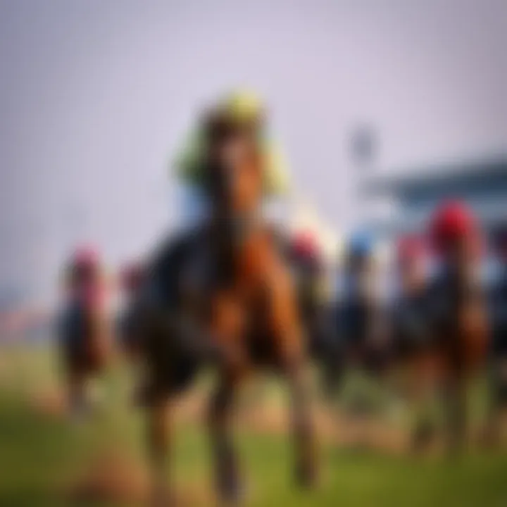 Thrill of a Race at Meydan Jockey riding a thoroughbred during a race at Meydan