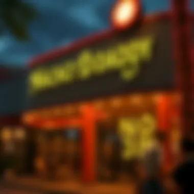 A bustling scene showcasing the restaurant's exterior