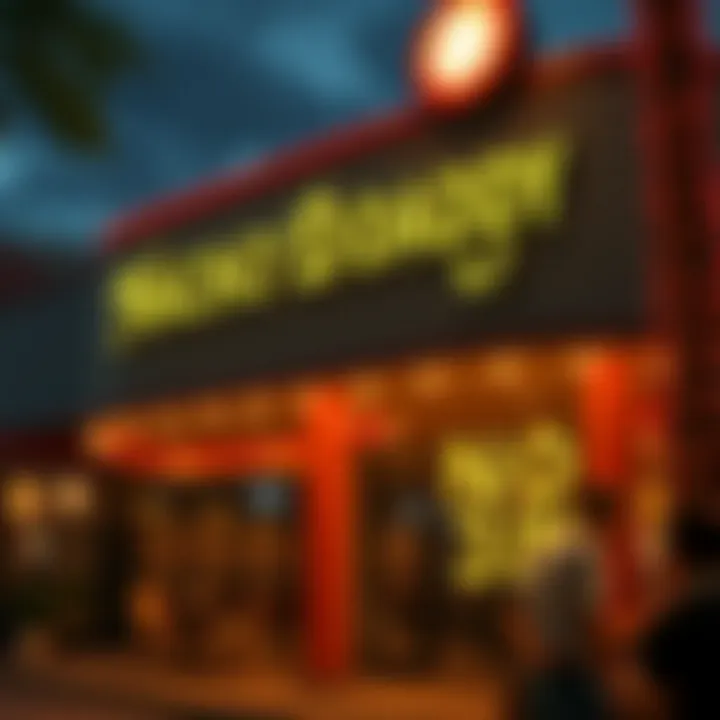 A bustling scene showcasing the restaurant's exterior
