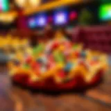 Vibrant nacho platter with colorful toppings