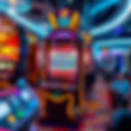 A futuristic slot machine with vibrant graphics and interactive display.