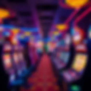 Virtual gaming floor filled with colorful slot machines.