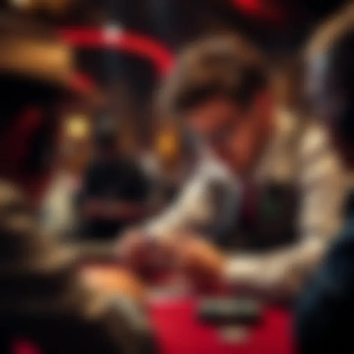 A strategic player analyzing their cards and opponents