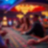 A vibrant casino scene showcasing excitement and gaming tables