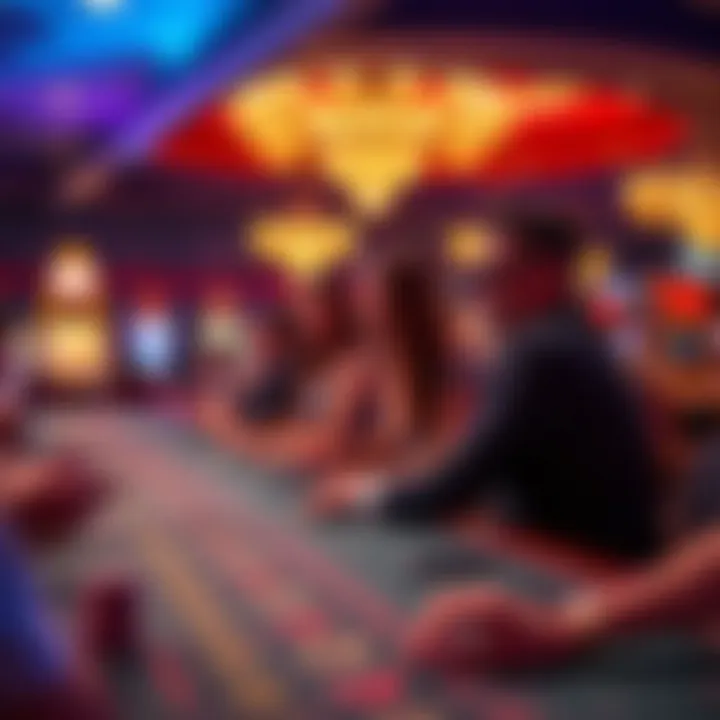 A vibrant casino scene showcasing excitement and gaming tables