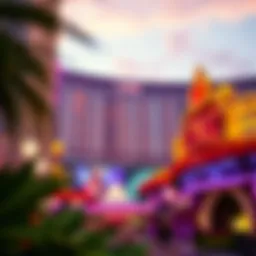 A vibrant view of The LINQ resort highlighting its unique architecture