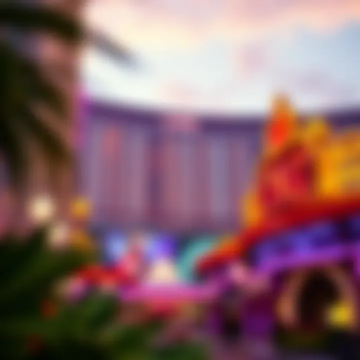 A vibrant view of The LINQ resort highlighting its unique architecture