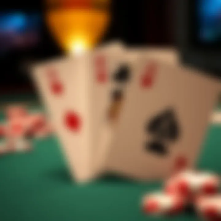 A trio of playing cards showcasing a winning combination