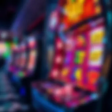 A vibrant slot machine showcasing various symbols and colors.