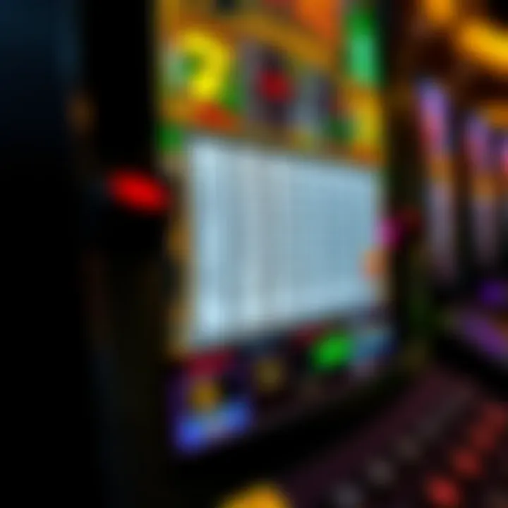 Close-up of a slot machine interface highlighting the paytable