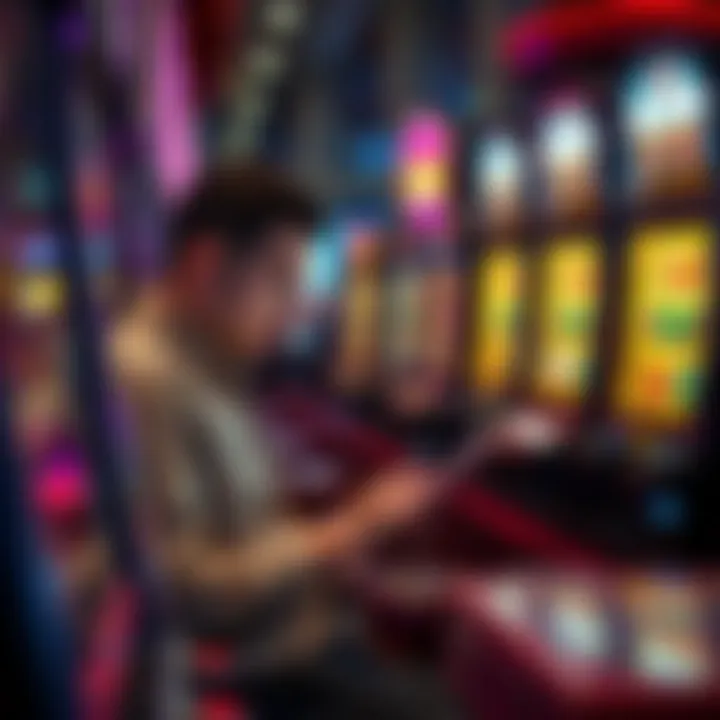 A person studying slot machine strategies with a notebook