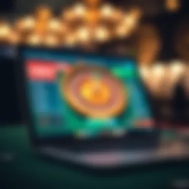 Roulette Software Interface on Laptop A laptop displaying roulette software