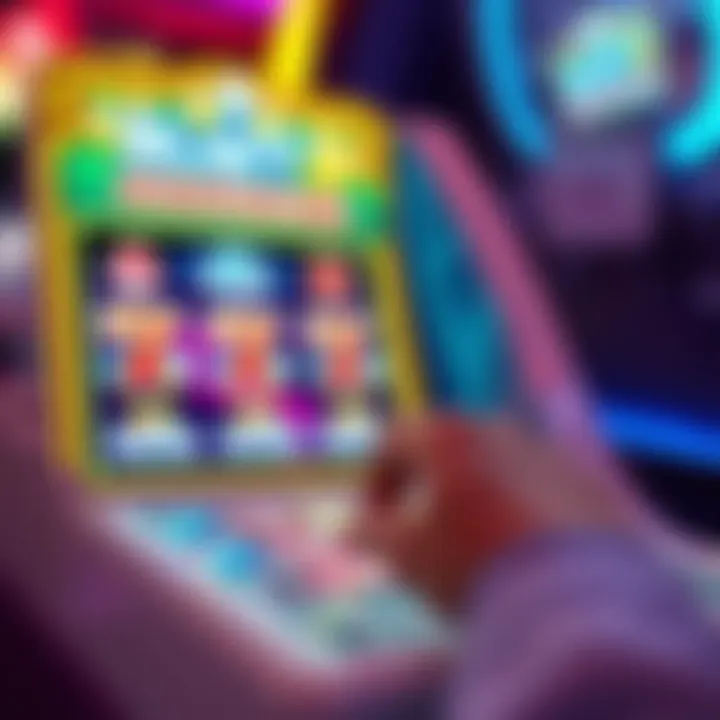 A close-up of a digital scratchcard interface highlighting user interaction.