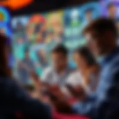 A collage of individuals enjoying online scratchcard games on various devices.