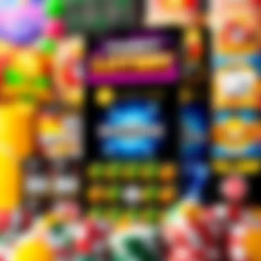 An array of vibrant online scratchcard designs showcasing various themes and styles.