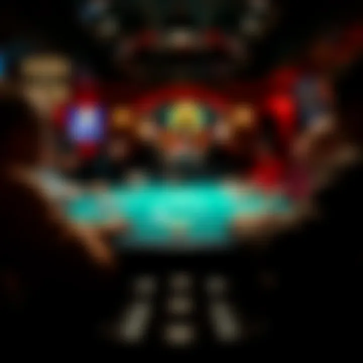 A strategic poker table with intense focus