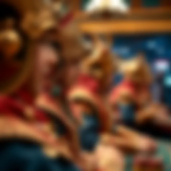 A close-up of the intricate costumes worn by the performers