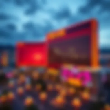 A panoramic view of Harrah's Reno showcasing its vibrant exterior and surrounding landscape