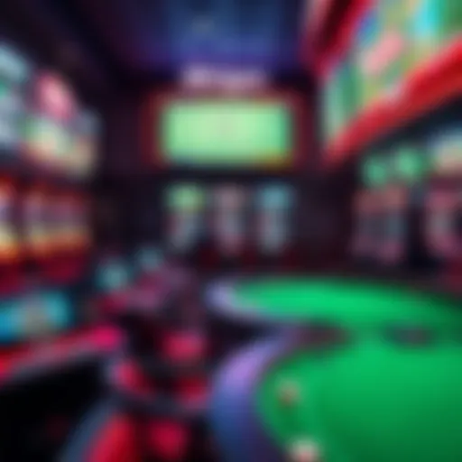 Harrington Casino Sports Betting Arena A vibrant view of the sports betting area at Harrington Casino, showcasing screens and betting stations.