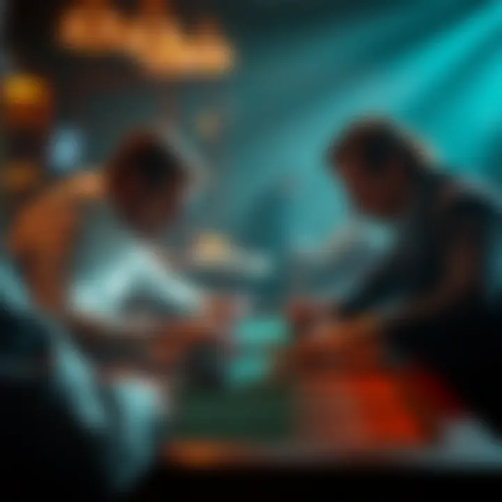 Two players intensely focused on a backgammon game