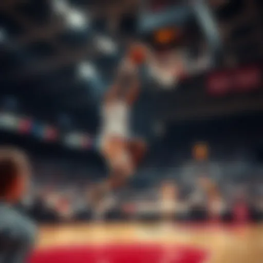 Dramatic last-second shot in a college basketball game