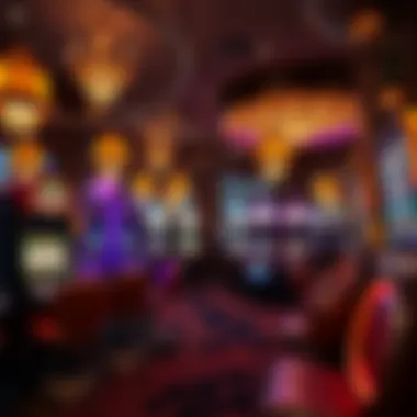 An extravagant treasure-themed gaming area filled with unique slot machines.