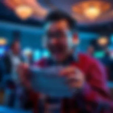 An enthusiastic player examining their lottery tickets with anticipation