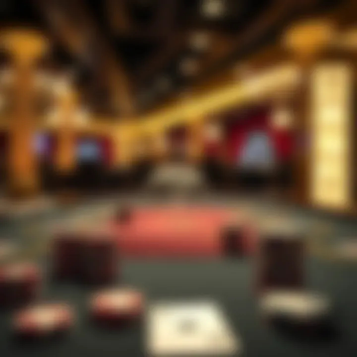 Elegant poker table setup with chips and cards