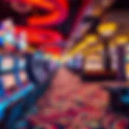 Vibrant gaming floor with slot machines and tables
