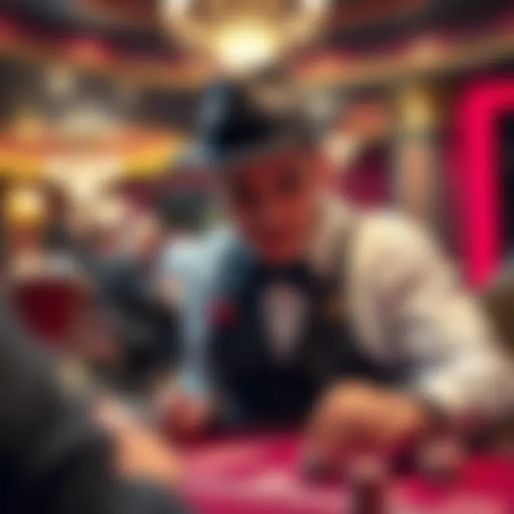 Blackjack dealer engaged in gameplay