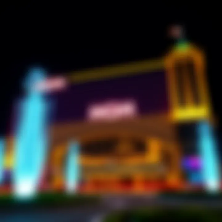 Exterior view of MGM National Harbor Casino illuminated at night