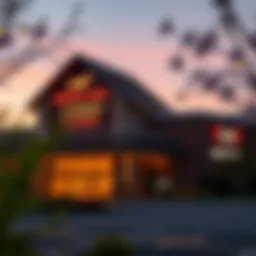 Exterior view of Mount Airy Casino at dusk