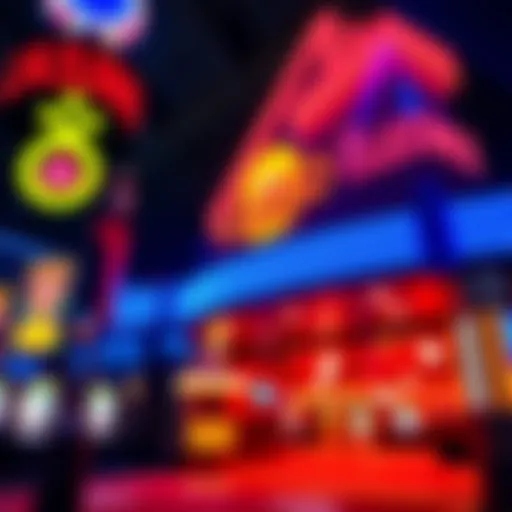 Casino Entrance Highlights Vibrant casino entrance showcasing neon lights