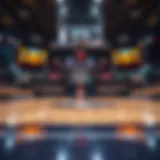 Basketball court with betting odds displayed